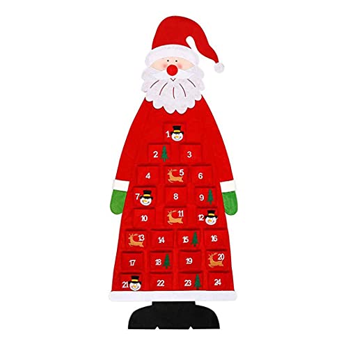 Aebor Weihnachtsmann Weihnachten Adventskalender 2021, Wandbehang Santa Filz Weihnachtsbaum Adventskalender mit 24 Tage Taschen, Xmas Countdown Kalender Geschenk für Kinder Home Office Tür Dekoration von Aebor