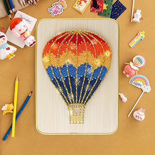 Aedcbaide Bastelset Mädchen fuer Muttertag, Bastelsets für kinder, String Art Kit mit Schnur, Geschenk LED Licht lustige DIY-Kunst kreative Aktivitäten mit Heißluftballons Dekorationen von Aedcbaide