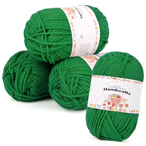 Aeelike 200g(4x50g) Polyacryl Amigurumi Wolle Set, 5Ply Häkelwolle Baumwolle zum Häkeln, Langlebige Strickwolle, Bunte Häkelgarn Cotton Yarn, Weihnachtsgrün von Aeelike