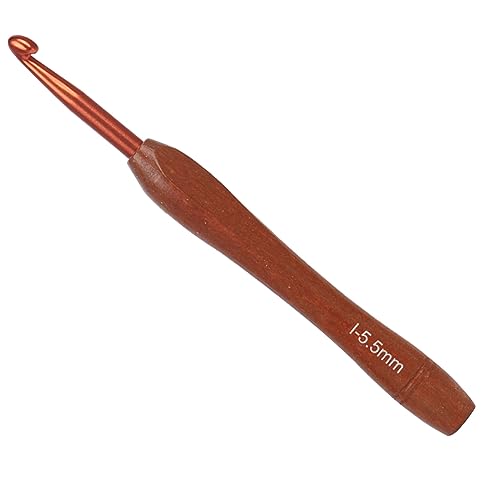 Aeelike Häkelnadel 5,5 mm Holzgriff, Ergonomische Häkelnadel Set für Anfänger, Leichte Häkelnadeln Crochet Hook Set für Arthritische Hände, Bunte Glatte Aluminiumoxid-Häkelnadel für Häkelgarn Wolle von Aeelike