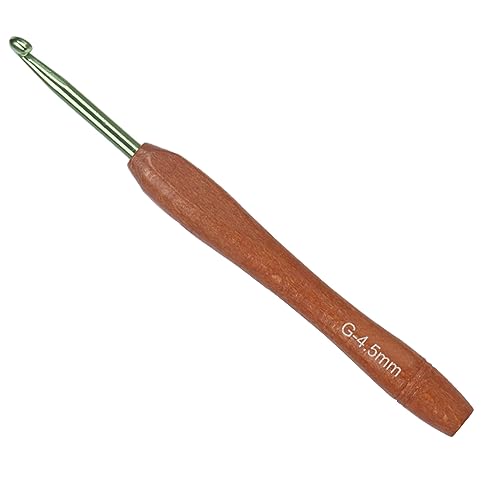 Aeelike Häkelnadel Holz 4,5 mm, Ergonomische Häkelnadel Set Holzgriff für Arthritische Hände, Langlebige Häkelnadeln Set Crochet Hook Set, Glatte Aluminiumoxid-Häkelnadel für Häkeln Hüte, Schals von Aeelike