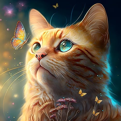 Aeocidy Diamond Painting Diamant Painting Bilder Shining Cat Diamond Painting Erwachsene Full Diamant Bilder Kinder Stickerei Set Kreuzstich Bilder Wall Room Decoration von Aeocidy