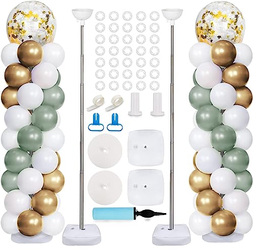 Ballonsäulenständer-Set, Metall, 200 cm, verstellbar, verdickter Ballonturm, 2 Stück, mit schwerem Ballonturm, Wasserbasis, Ballonknotter, oberer Stabbecher, Weihnachten, Fotohintergrund von AerWo