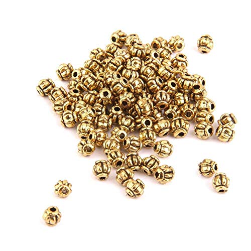 Aeromdale Kürbis Spacer Perlen Schmuckherstellung 4mm Gold Packung mit ca. 100 Stück runden Perlen von Aeromdale