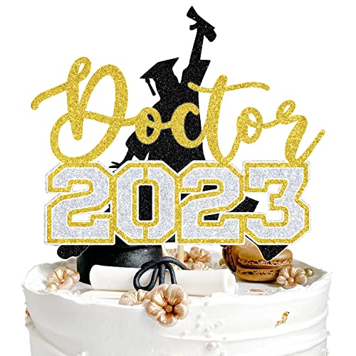 Congrats Doctor 2023 Cake Topper, Congrats Medical Graduate Cake Decor, Future Doctor Graduation Party Dekorationen Supplies, Black and Gold Glitter von Aeryourtar