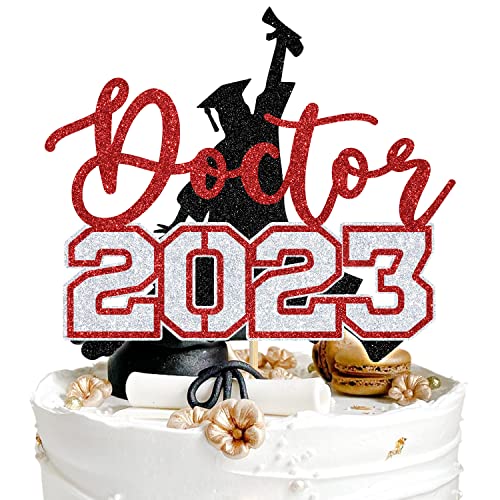 Congrats Doctor 2023 Cake Topper, Congrats Medical Graduate Cake Decor, Future Doctor Graduation Party Dekorationen Supplies, Black and Red Glitter von Aeryourtar