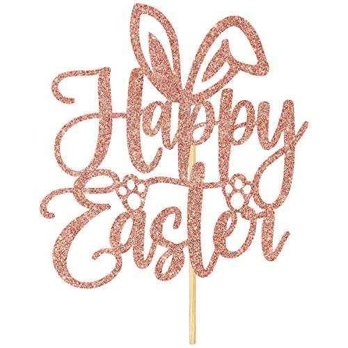 Happy Easter Cake Topper, Bunny Ears Decor, Spring Ostern Thema Party Supplies Dekorationen Supplies, Rose Gold Glitter von Aeryourtar