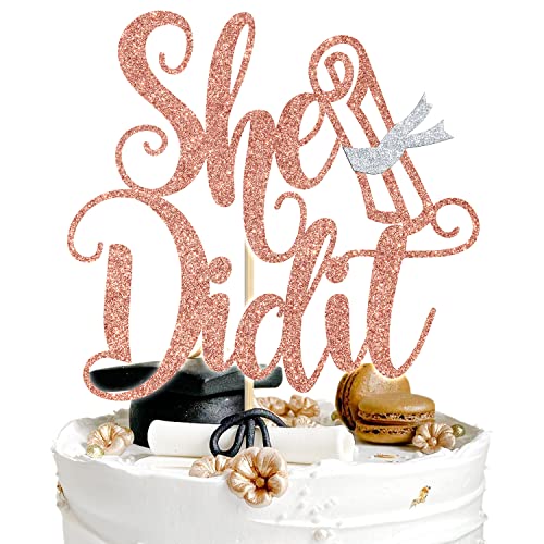 She Did It Cake Topper, Congrats Grad / Mastered It, Klasse of 2023 Abschlussfeier Party Supplies Dekorationen (Roségold & Silber) von Aeryourtar