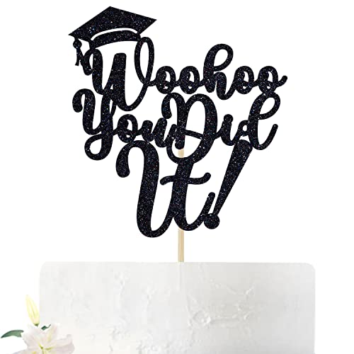 Woohoo You Did It Cake Topper, Congrads 2022 Grad Cake Decor, High School/College Graduation Party Dekoration Supplies Black Glitter von Aeryourtar