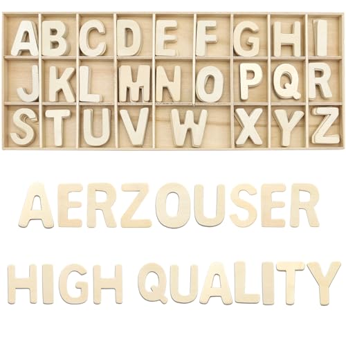 Aerzouser 130 Stück Holzbuchstaben, 3 cm Holzbuchstaben klein, Holzbuchstaben zum Basteln, Geeignet für DIY-Hochzeitsfeiern, Heimdekoration, Kindererziehung von Aerzouser