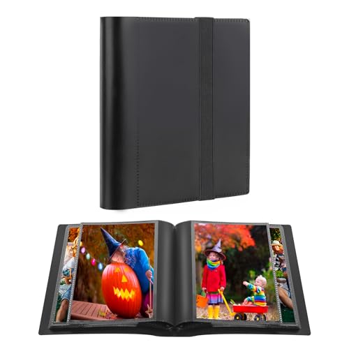 Kleines Fotoalbum, 10.2x15.2 cm, schwarze Innenseite mit starkem Gummiband, jedes kleine Album fasst 64 Fotos, Mini-Buch, Fotoalbum, Geburtstag, Weihnachten, Fotoalben, Hochzeitstag (schwarz) von Aevdor