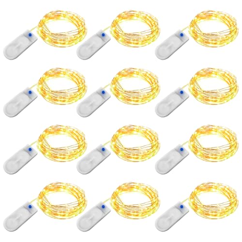 Afenau 12er-Pack Lichterketten mit Timer und Batterie, 2M 20 LEDs Mini Lichterkette mit Batterie und Timer, Wasserdichte LED Lichterkette mit Batterie aussen für Innen, Außen, Weihnachtsdekoration von Afenau