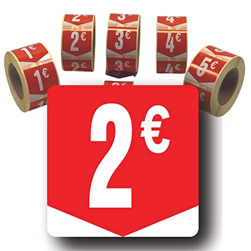 Affichesstore 30262 – Rolle mit 500 selbstklebenden Etiketten, quadratisch, 35 x 35 mm, glänzend, selbstklebend, rund, Euro-Preis von Affichesstore