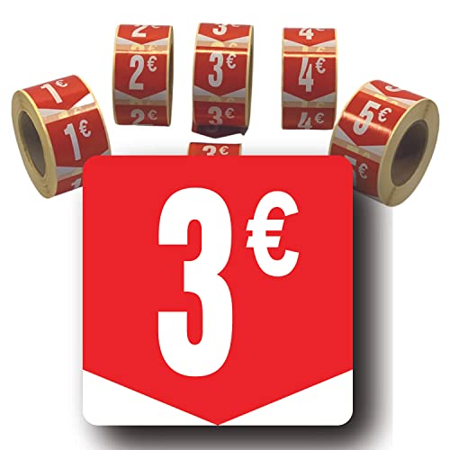 Affichesstore 30263 – Rolle mit 500 selbstklebenden Etiketten, quadratisch, 35 x 35 mm, glänzend, selbstklebend, rund, Euro-Preis von Affichesstore