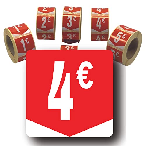 Affichesstore 30264 – Rolle mit 500 selbstklebenden Etiketten, quadratisch, 35 x 35 mm, glänzend, selbstklebend, rund, Euro-Preis von Affichesstore