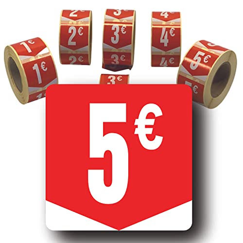 Affichesstore 30265 – Rolle mit 500 selbstklebenden Etiketten, quadratisch, 35 x 35 mm, glänzend, selbstklebend, rund, Euro-Preis von Affichesstore