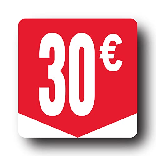 Affichesstore 30273 – Rolle mit 500 selbstklebenden Etiketten, 30 € – Format quadratisch, 35 x 35 mm – glänzend – selbstklebend – runde Euro-Preise von Affichesstore