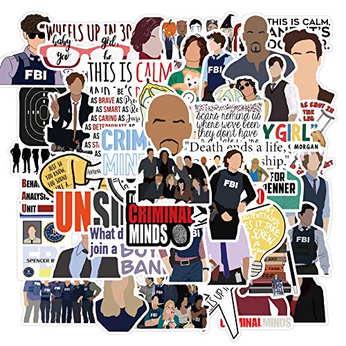 Criminal Minds Aufkleber für Laptop (50 Stück), Geschenk für Kinder, Teenager, Erwachsene, Mädchen, Jungen, klassische TV-Serie Aufkleber für Wasserflasche, Sammelalben, Skateboard von Affoto