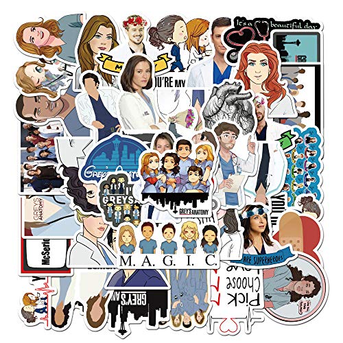 Greys Anatomy Aufkleber 50 Stück,Aufkleber für Kinder und Teens Erwachsenen,TV-Show Grau's Anatomy Vinyl Aufkleber für Laptop,Auto, Motorräder,Fahrrad,Skateboard,Wasserdicht Graffiti Sticker Pack von Affoto