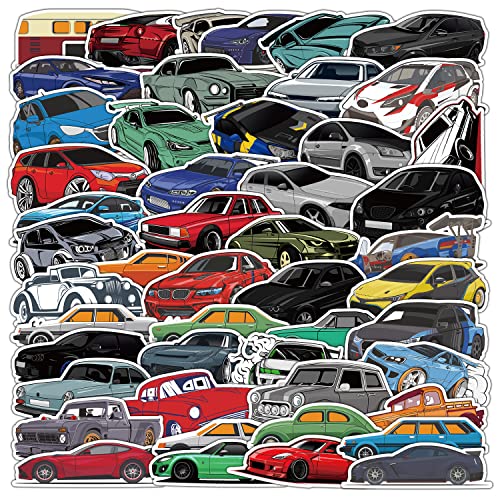 Rennwagen Aufkleber 50 Stück,Racing Car Stickers für Kinder und Teens Erwachsenen,Sportwagen Vinyl Aufkleber für Laptop,Auto, Motorräder,Fahrrad,Skateboard,Wasserdicht Graffiti Sticker Pack… von Affoto