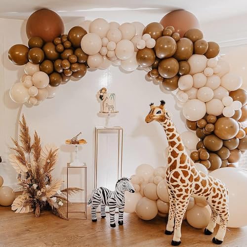 Boho XXL Ballongirlande 115 tlg. beige-braun, Ballonset Geburtstag Baby shoower Jahr, Ballonset Safari Stil von Aflos