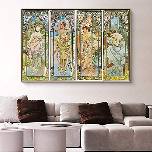 Alphonse Mucha Times of Day Crafts Graphy DIY Ölgemälde Malen nach Zahlen Kits Acrylgemälde 40,6 x 50,8 cm von Afouptao