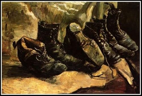 Drei Paar Schuhe 1886 Malen nach Vincent Van Gogh Malen nach Zahlen für Erwachsene Anfänger DIY Digital Malen nach Zahlen Kits auf Leinwand 40 x 50 cm von Afouptao