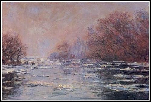 Fluss Tauen in der Nähe von Vetheuil Malen von Claude Monet Malen nach Zahlen für Kinder - DIY Digital Malen nach Zahlen Kits auf Leinwand 40 x 50 cm von Afouptao