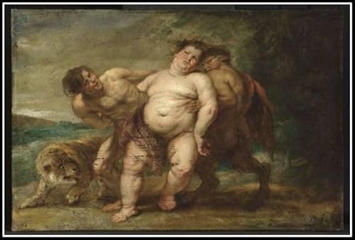 Getrunkener Bacchus mit Faun und Satyr Gemälde von Peter Paul Rubens DIY Ölgemälde Malen nach Zahlen Kits Malen für Erwachsene und Kinder Kunsthandwerk für Heimwanddekoration 40 x 50 cm von Afouptao