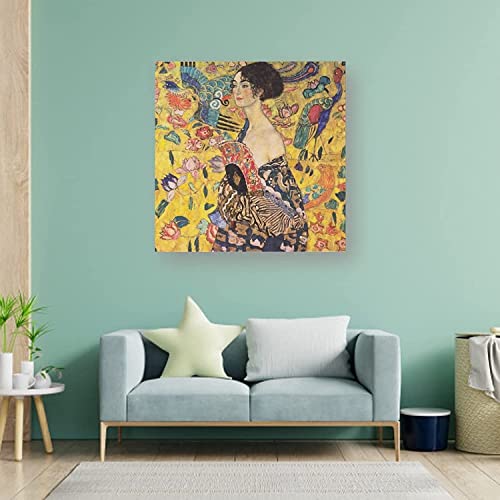 Lady with Fan Painting by Gustav Klimt Crafts Graphy DIY Oil Painting Adults Paint by Number Kits Acrylic Painting von Afouptao