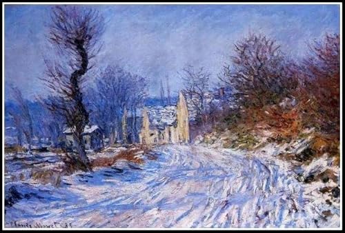 Road to Giverny im Winter Malen von Claude Monet Malen nach Zahlen für Kinder - DIY Digital Malen nach Zahlen Kits auf Leinwand 40 x 50 cm von Afouptao