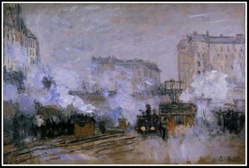 Saint Lazare Station Ankunft eines Zuges, Malen von Claude Monet, Malen nach Zahlen für Kinder, DIY, digitales Malen nach Zahlen, Kits auf Leinwand, 40 x 50 cm von Afouptao