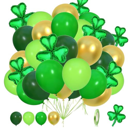 St. Patrick's Day Folienballons mit grünem Kleeblatt, 5 Stile mit Band, irische Dekoration für Zuhause von Afoxon