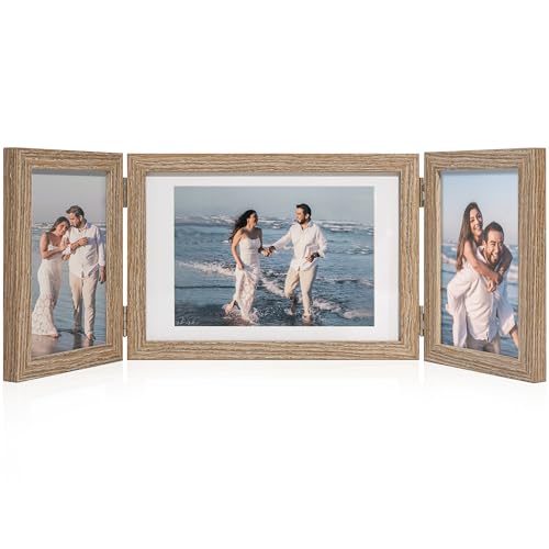 Afuly Bilderrahmen Collage Holz 3 Bilder für 10x15 und 13x18 Fotos Mehrfach Natur Braun Fotorahmen Family Hochzeit Geschenk von Afuly