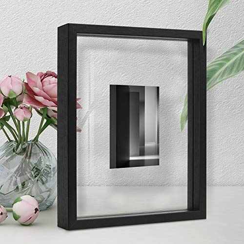 Afuly Bilderrahmen 13x18 10x15 15x20 mit Schwebender oder 20x25 ohne Schwebender Schwarz Holz Glas Doppelglas Fotorahmen Desktop Wand Geschenke von Afuly