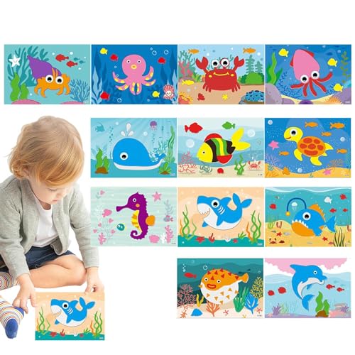 Afurl Foam Sticker Puzzle-Spiel | Schaumpuzzle Tiere - Selbstklebendes Cartoon-Aufkleber-Puzzle-Spiel für handgefertigtes Handwerks-Lernspielzeug von Afurl