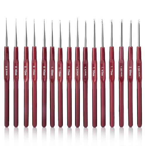 16pcs Häkelhaken Set, 0,5 mm bis 2,5 mm kleine ergonomische Spitze Häkeln Haken Stahlhäkeln Haken Nadeln Häkelmarkierungen für Anfänger Häkeln Garn und Gewinde von Agatige