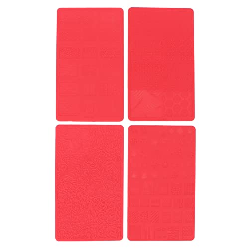 4pcs Nail Stamping Template, weiches Silikon Nail Carving Stencil Mold Portable Nail Art Tool für Salon DIY von Agatige