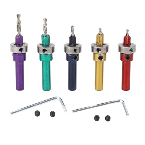 5pcs Holz Countersink Bohrer Bit Set, verstellbare sich verjüngende Holzbearbeitung mit Sinker Bohrbits 2,8-4,0 mm 5 Farben zum Bohren von Holz Kunststoff Weiche Metallfaserplatte von Agatige