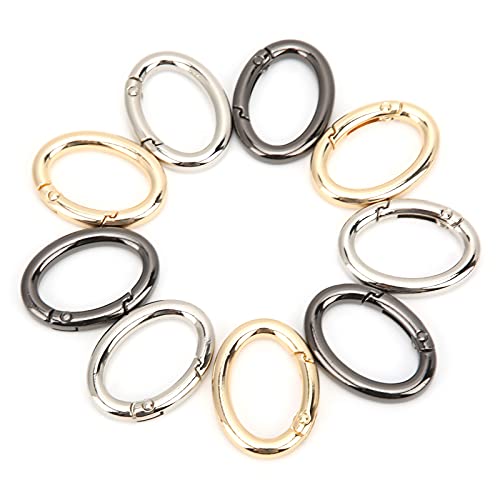 Agatige O-Ring Biegering Sprungringe, Rund Karabinerring, karabiner Silber, 9Pcs Spring Ring Schnalle, L Oval Trigger Spring Karabiner Clip Snap für Schlüsselanhänger Schnalle, Taschen von Agatige