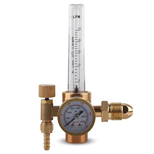 Druckminderer Argon CO2 Messer Flowmeter, Argon-Durchflussmesser-Regler, G5/8-Außengewinde CGA580-Anschluss Argon-CO2-Mig-Tig-Durchflussmesser-Gasregler-Messgerät aus Messing, Gasdurchflussmesser von Agatige