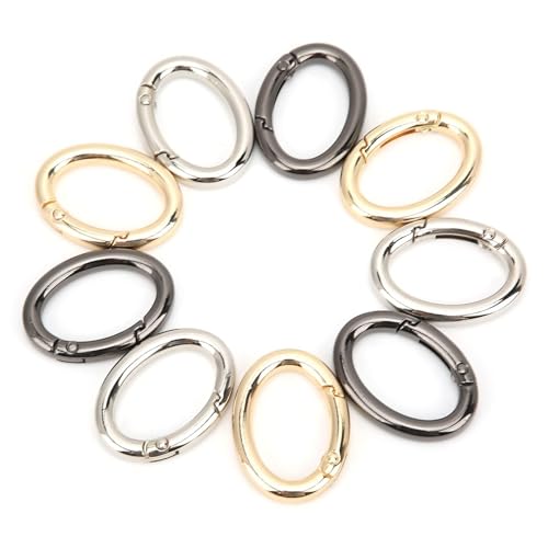 Ringkarabiner Gold Karabiner, karabinerhaken rund, karabiner rund, runde karabiner, 9Pcs Spring Ring Schnalle, Oval Trigger Spring Karabiner Clip Snap für Schlüsselanhänger Schnalle, Geldbörsen von Agatige