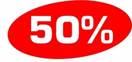 Aufkleber 50% 52 x 24 cm für Sale und Rabattaktionen, für Modegeschäft und Boutique (50%) von Agentur Werner Kuhlins