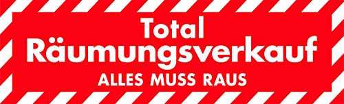 Aufkleber Total Räumungsverkauf - Geschäftsaufgabe, Umbau, Alles muss Raus - SALE und Rabattaktionen (138 x 42 cm, Alles muss Raus) von UOOTPC