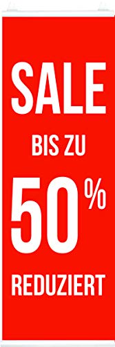 Banner Plakate Langbahn für Sale und Rabattaktionen - 48 x 138 cm für Schaufenster und Wände - auch mit Klemmschiene zum Aufhängen (Sale 50%, Mit Klemmschiene) von Agentur Werner Kuhlins