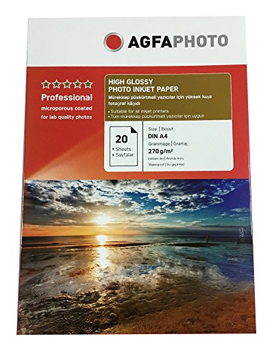 AgfaPhoto AP26020A4 Tintenstrahl-Fotopapiera4 20 Blatt 260Gr glänzend von AgfaPhoto