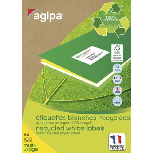 4000 Etiketten Recyclingpapier, Format 45,7 x 25,4 mm (100 Blatt A4/CDT) von Agipa