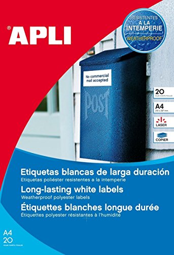 agipa 15085 Wetterfeste Folien-Etiketten, 99,1 x 57 mm, weiß von APLI