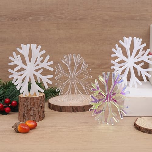 3D-Acryl-Schneeflocken Tischdekoration – Set mit 4 Schneeflocken, Weihnachts-Tischdekorationen, Winter-Schneeflockenschilder und Tafelaufsatz für Weihnachten, Winterwunderland-Dekorationen, saisonales von Agkvw