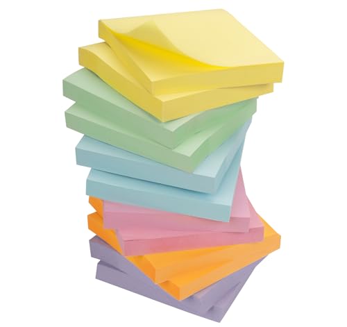 Agoer 1200 Stück Haftnotizen 76x76mm, Notizzettel Bunt Selbstklebende Klebezettel, Sticky Notes zum Markieren von Seiten für Büro, Studie, Hause (6 Farbe) von Agoer